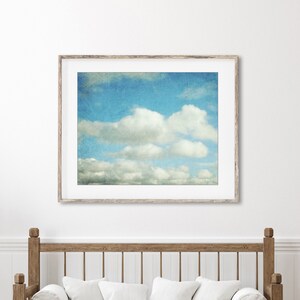 Cloud Wall Art Nature Photography, Aqua Blue Sky, Wall Art Print, Blue Nursery Decor, 8x10 16x20, Cloud Art Print image 5