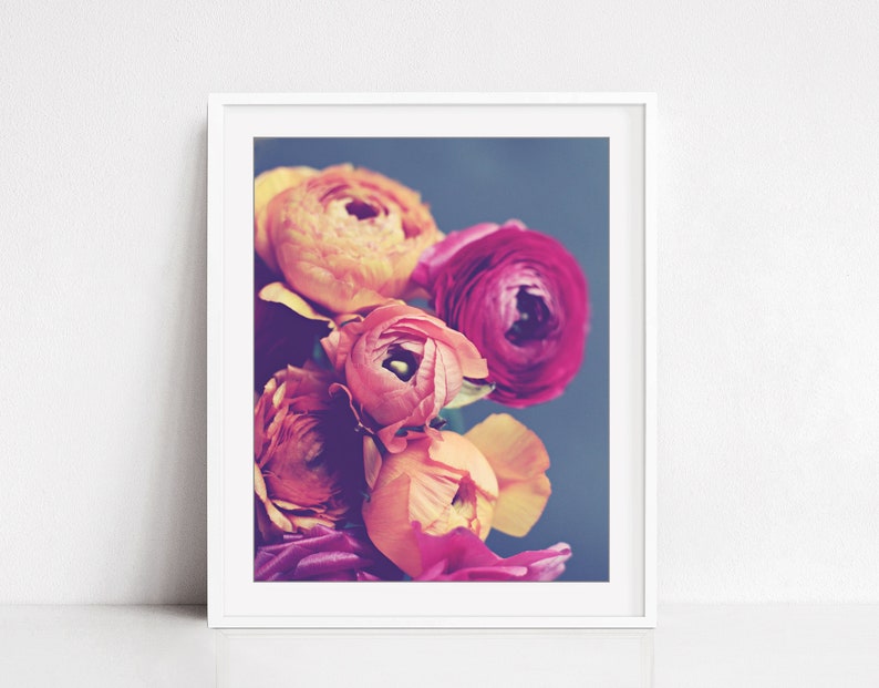 Ranunculus Flower Still Life Botanical Art Print Orange | Etsy