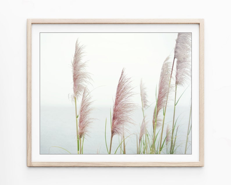 Coastal Wall Art Beach Grass Print Seagrass Pastel Blush Etsy