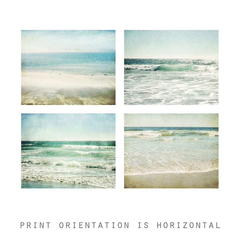 OCEAN Photography Set of 4 Prints, Pale Aqua Beige, Beach Photography Prints, Bathroom Wall Art, 8x10 11x14 Prints, Gallery Wall Beach Decor image 8