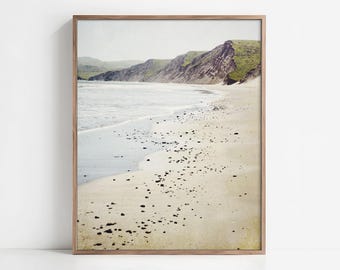 Coastal Beach Print - Northern California Wall Art, Beach Photography, Neutral Beige, Ocean Wall Art, Sandy Beach, 8x10 11x14 16x20 Print