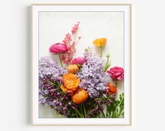 Flower Photography Print - Flower Bouquet Still Life Print, Botanical Print, Lilac Flowers, Floral Wall Art, Bedroom Wall Art