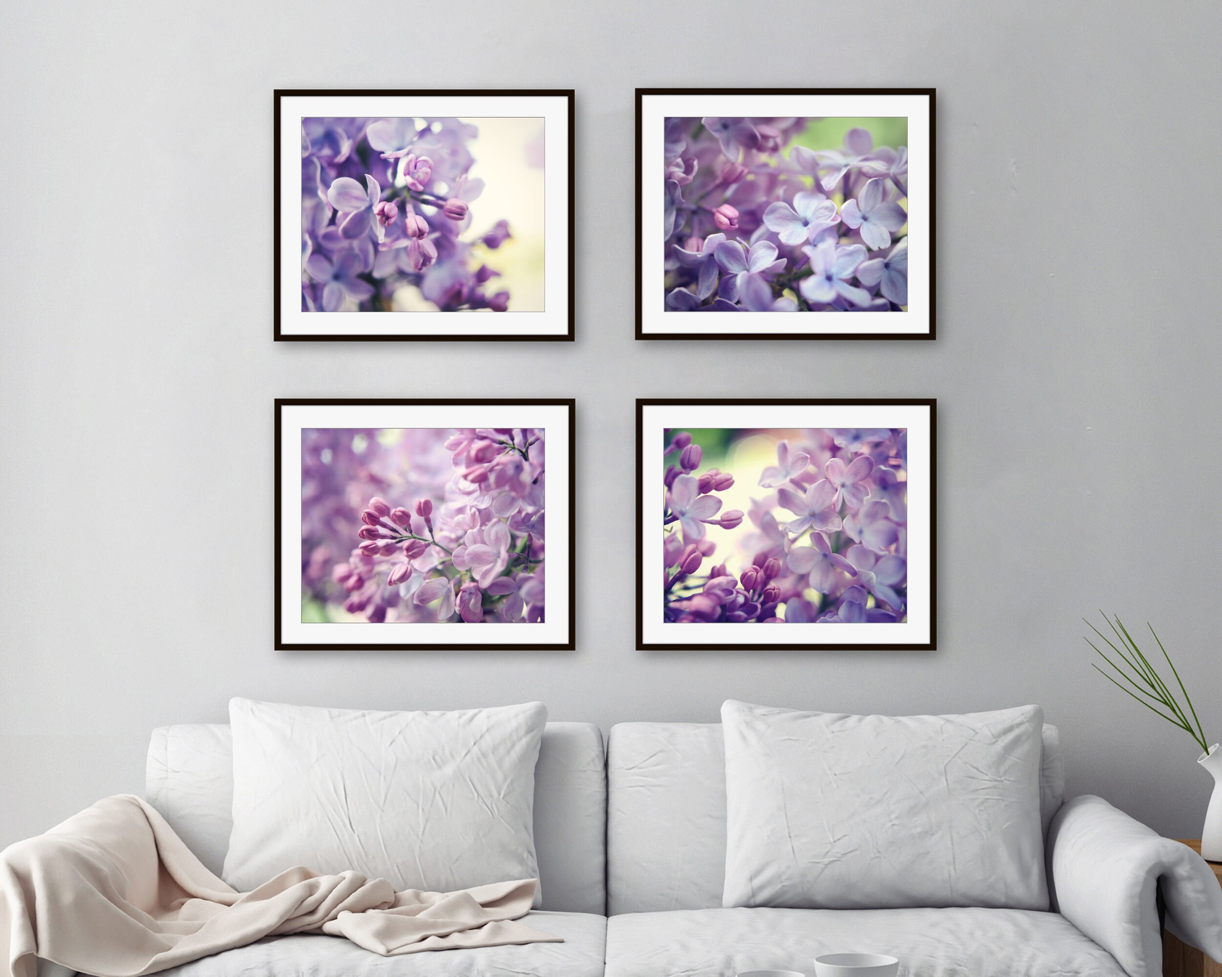Lilac Flowers Prints Floral Wall Art Set of 4 Prints Etsy Singapore