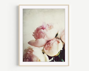 Peony Print Flower Photography, Pale Pink, Floral Art, Flower Still Life Print, Romantic Floral Wall Art, 8x10, 11x14, Bedroom Wall Art