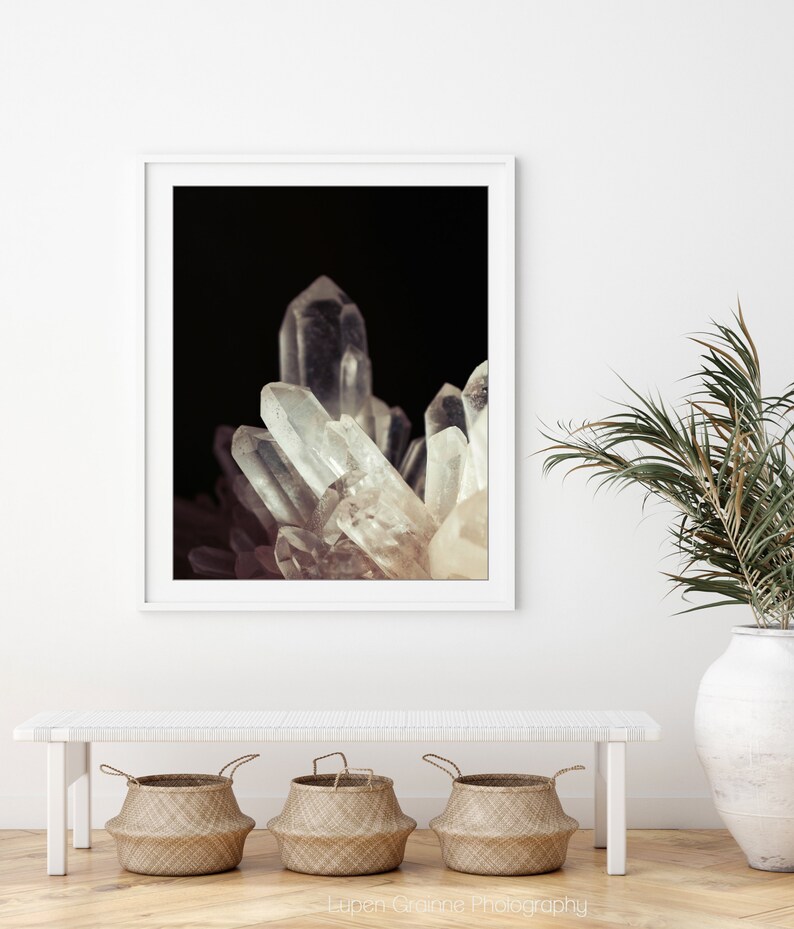 Crystal wall art mineral print nature photography black Etsy
