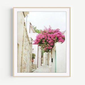 Greece Photography Bougainvillea Flowers, Architecture, Europe Street, Travel Photography, 8x10 16x20, Greece Wall Art image 6