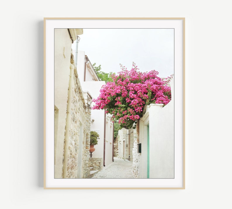 Greece Photography Bougainvillea Flowers, Architecture, Europe Street, Travel Photography, 8x10 16x20, Greece Wall Art image 6