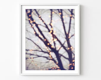 Tree Photograph, Winter Sparkle Gold, Abstract Nature wall Art, Tree Fine Art Print