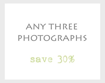 Three Prints / Custom Photography Print Set Choose Any 3 Prints