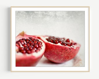 Pomegranate Print - Fruit Still Life Print, Food Photography, Pomegranate Art, 5x7 8x10 Print, Red Kitchen Wall Art