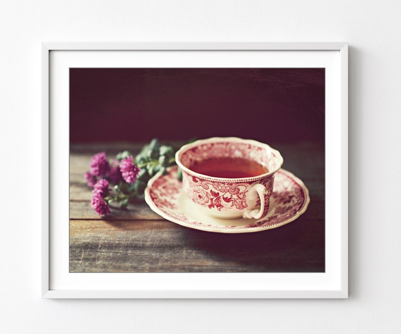 Tea Cup Print Still Life Photography Print Farmhouse Kitchen Decor, Dining Room Wall Decor, 5x7 11x14, Country Kitchen Wall Art image 1