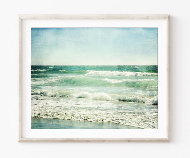 Beach Photography Print Pale Aqua Blue Wall Art Ocean Waves Print, Coastal Wall Art, 8x10 16x20, Nature Photography, Beach Decor image 7