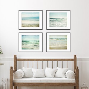 OCEAN Photography Set of 4 Prints, Pale Aqua Beige, Beach Photography Prints, Bathroom Wall Art, 8x10 11x14 Prints, Gallery Wall Beach Decor image 3