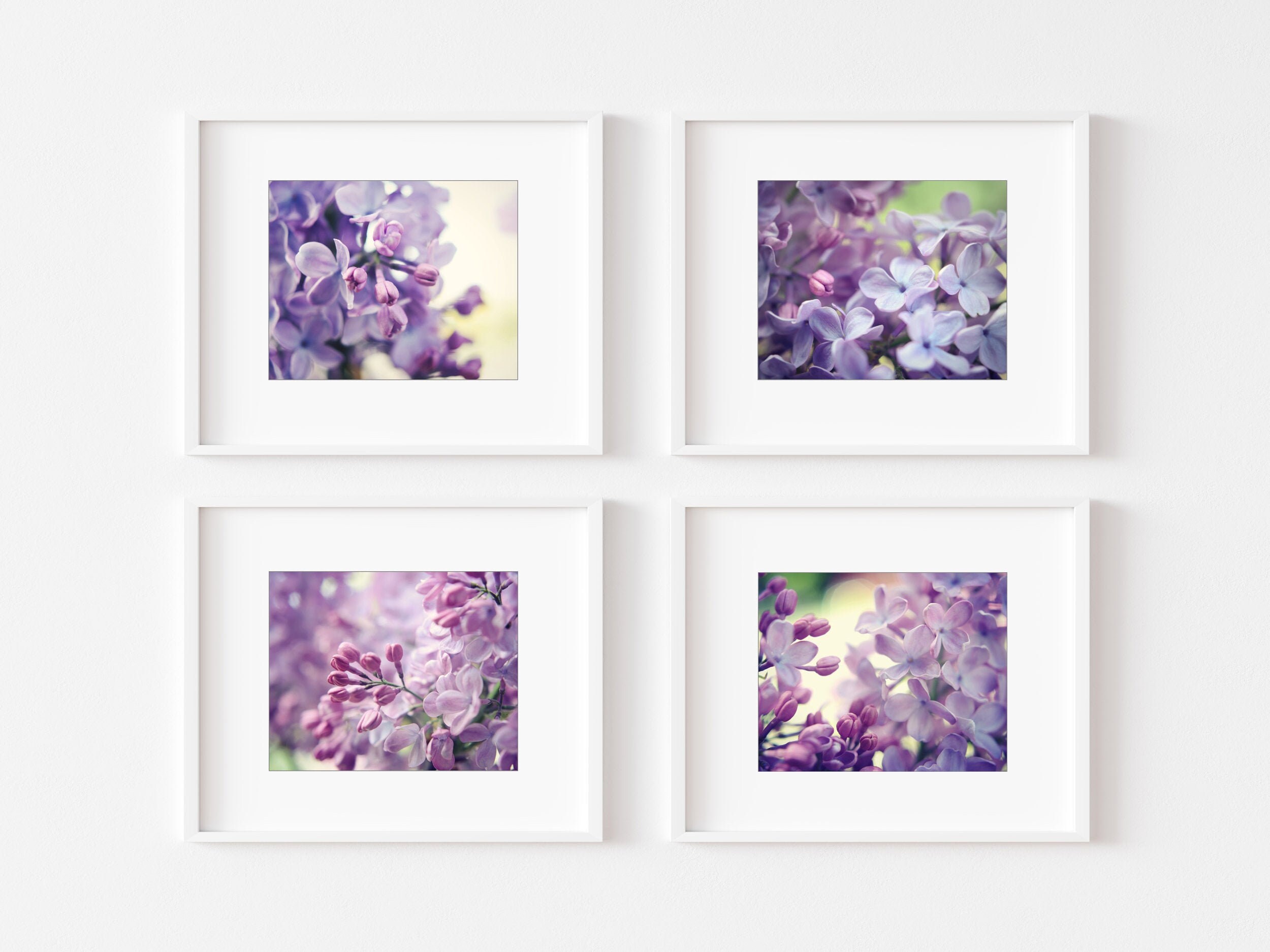 Lilac Flowers Prints Floral Wall Art Set of 4 Prints Etsy Singapore
