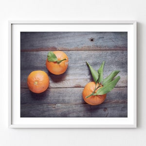 Oranges Still Life Print, Rustic Kitchen Wall Art, Fruit Still Life Photography, Tangerines, Fruit Print, Dining Room Art, Food Photography