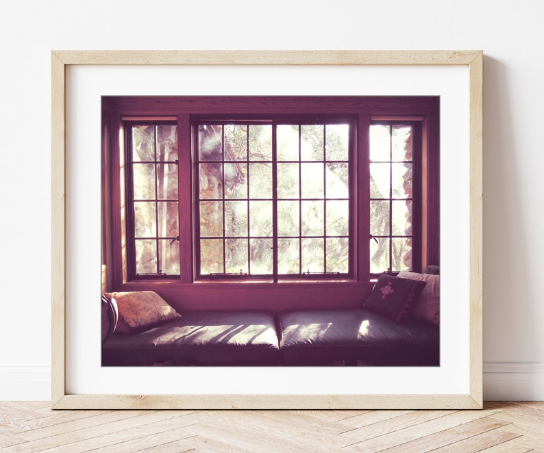 Cabin Morning Window Seat, Cabin Print, Architecture Art, Mauve Plum, Jack London House, Entryway Wall Art, 8x10 11x14, Rustic Cabin Decor image 5