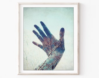 Double Exposure Photograph - Hand Art Print Surreal Wall Art Whimsical Fine Art Photography 8x10 16x20 Print