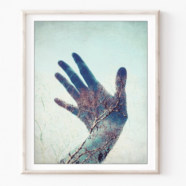 Double Exposure Photograph - Hand Art Print Surreal Wall Art Whimsical Fine Art Photography 8x10 16x20 Print