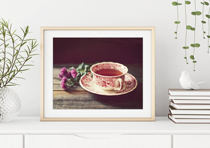 Tea Cup Print Still Life Photography Print Farmhouse Kitchen Decor, Dining Room Wall Decor, 5x7 11x14, Country Kitchen Wall Art image 3