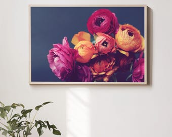 Ranunculus Flowers, Still Life Photography, Floral Wall Art, Pink Orange Gray, Botanical Photography, Romantic, Feminine, Flower Photography