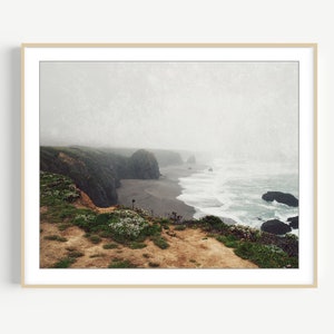 California Landscape Photography - Coastal Wall Art, Seascape Photography, Neutral Rustic Coast Print, Beige Brown, Large Wall Art