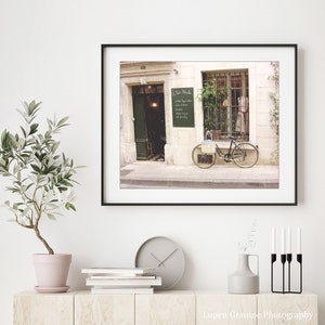 France Bicycle Print, Travel Photography, French Boutique, Shop Window, Beige Cream, Bike Photograph, Neutral Wall Art, Bike Wall Art image 2