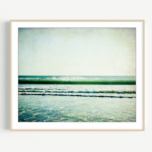 Beach Photography - Ocean Waves Print, Coastal Wall Art, Jade Green, Minimal Beach Print, 8x10 16x20 Print, Nature Photography