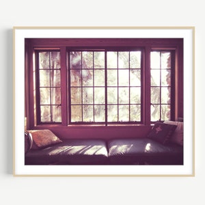 Cabin Morning Window Seat, Cabin Print, Architecture Art, Mauve Plum, Jack London House, Entryway Wall Art, 8x10 11x14, Rustic Cabin Decor image 1