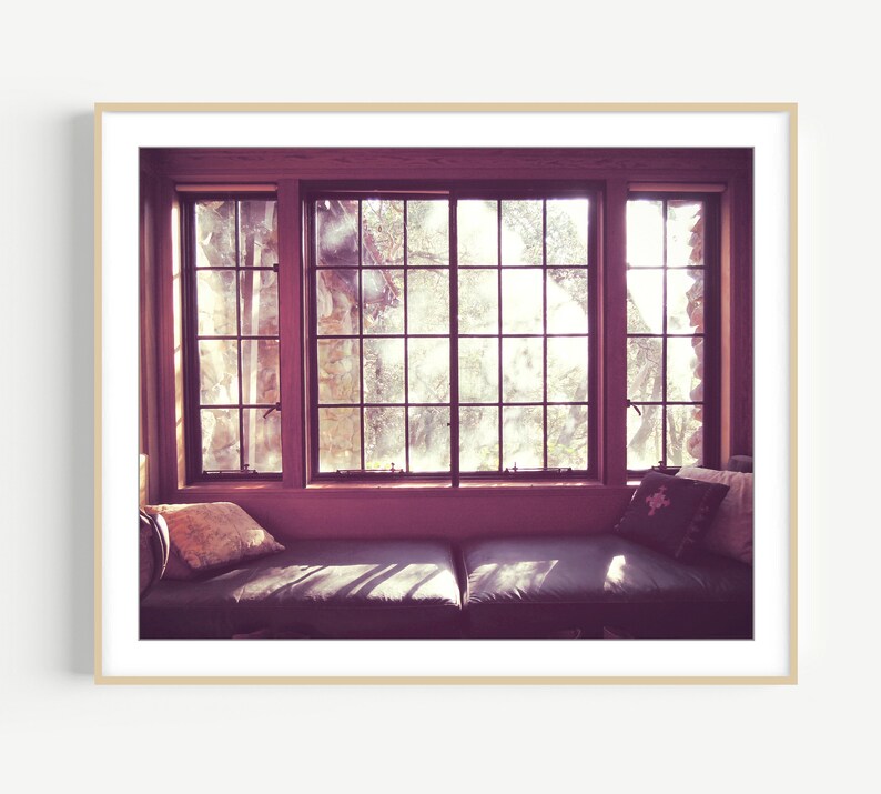 Cabin Morning Window Seat, Cabin Print, Architecture Art, Mauve Plum, Jack London House, Entryway Wall Art, 8x10 11x14, Rustic Cabin Decor image 1