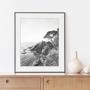 California Coastal Wall Art Black and White Photography, Beach Print, Ocean Photography, Landscape, Large Wall Art, Living Room Art image 4