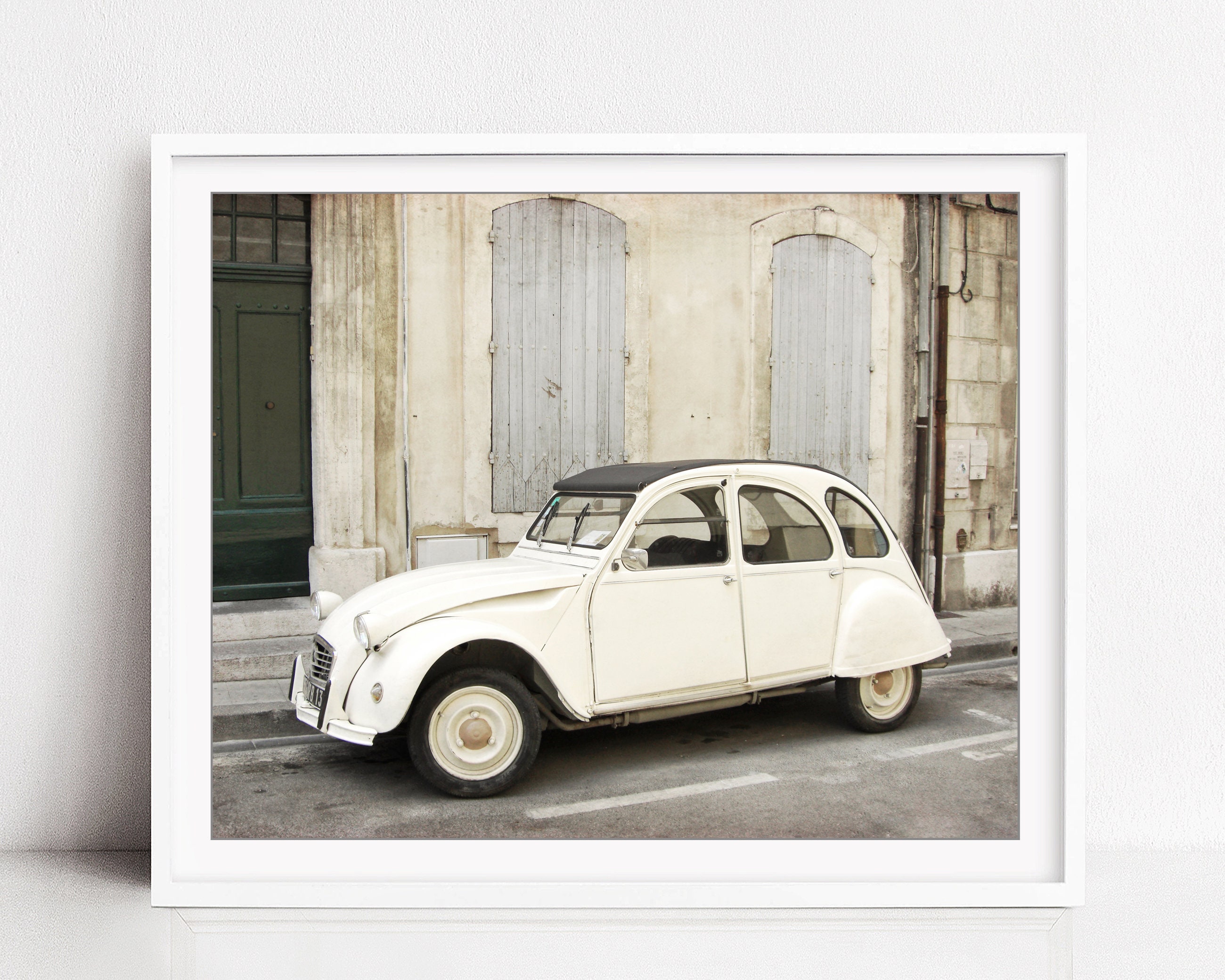 French Car Photograph Vintage Citroen Car Print Cream Beige | Etsy