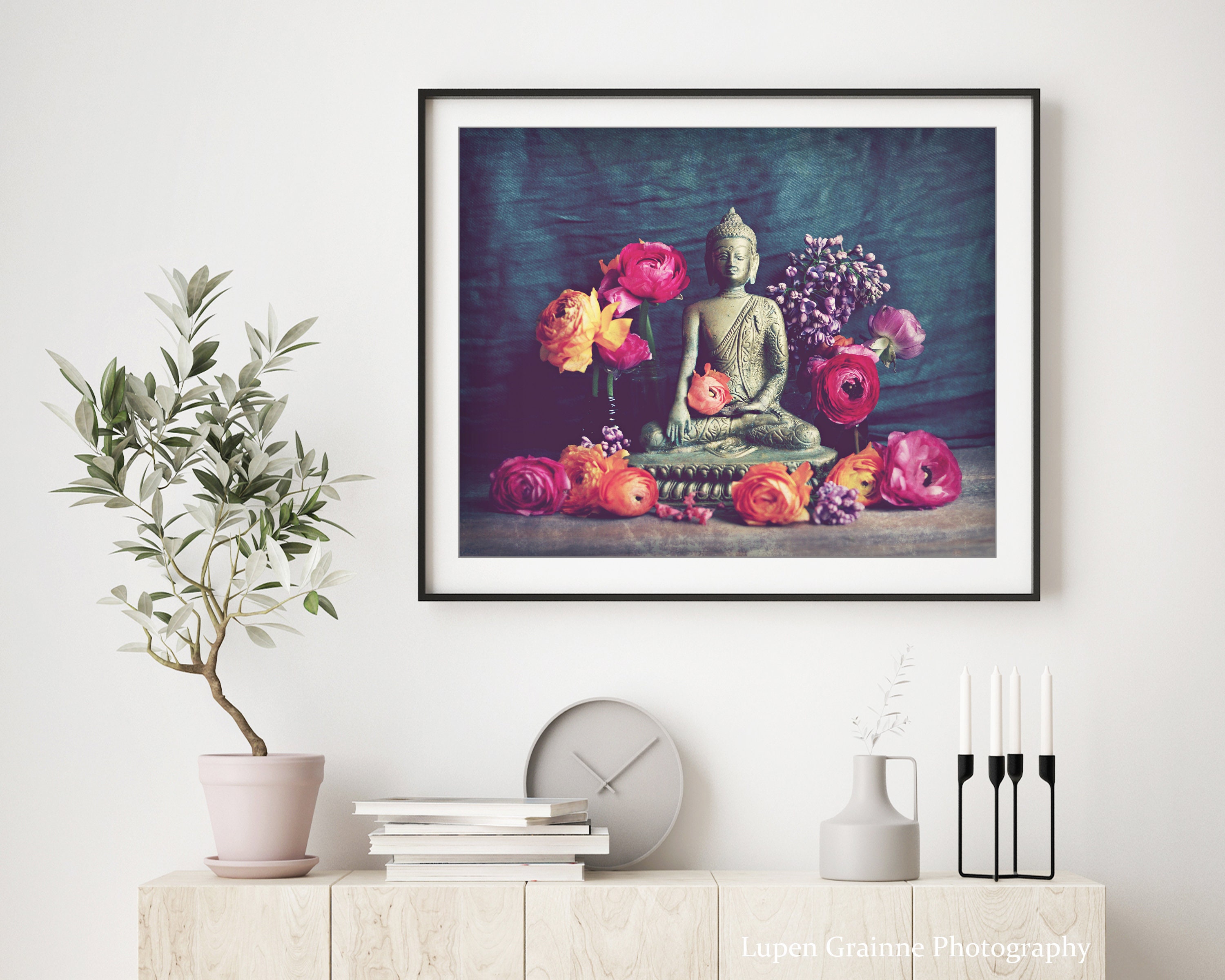Buddha Wall Art Print Meditation Yoga Room Decor Ranunculus Etsy UK
