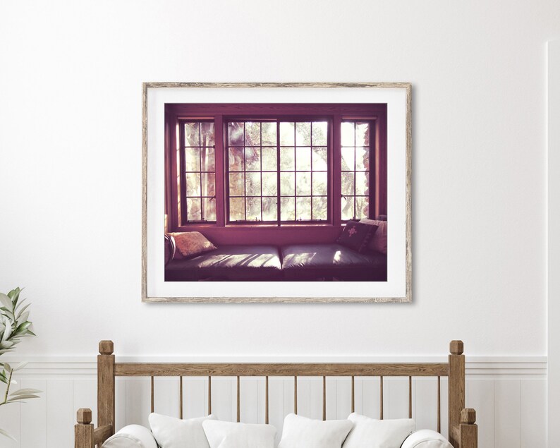 Cabin Morning Window Seat, Cabin Print, Architecture Art, Mauve Plum, Jack London House, Entryway Wall Art, 8x10 11x14, Rustic Cabin Decor image 3