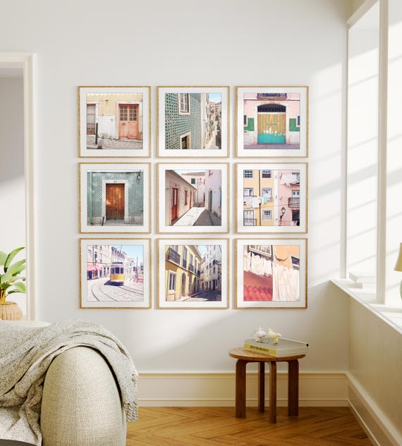 Lisbon Photography, Set of 9 Prints, Colorful Europe Wall Art, Travel Photos, Portugal Gallery Wall Art 5x5 8x8 10x10 Prints - Save 50%