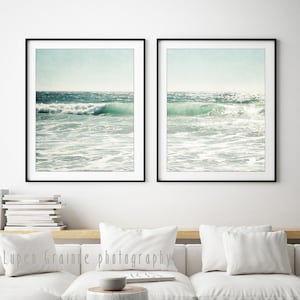 Pale Aqua Beach Photography, Print Set, Ocean Photography, Set of 2 Prints, Beach Decor, Nautical Wall Art, Large Wall Art