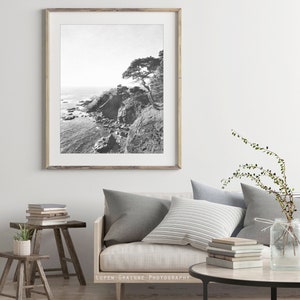 California Coastal Wall Art Black and White Photography, Beach Print, Ocean Photography, Landscape, Large Wall Art, Living Room Art image 3