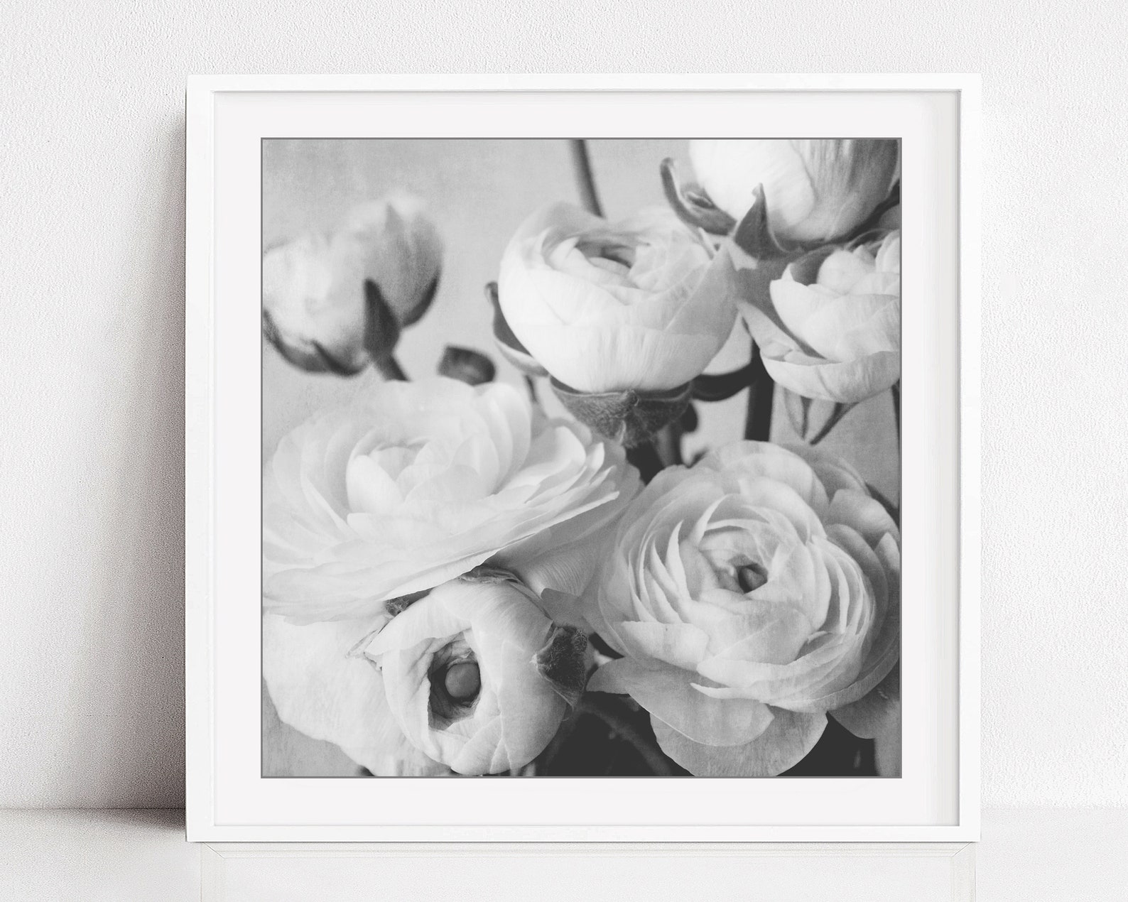 Black and White Flower Wall Art Prints Set of 4 Prints Etsy