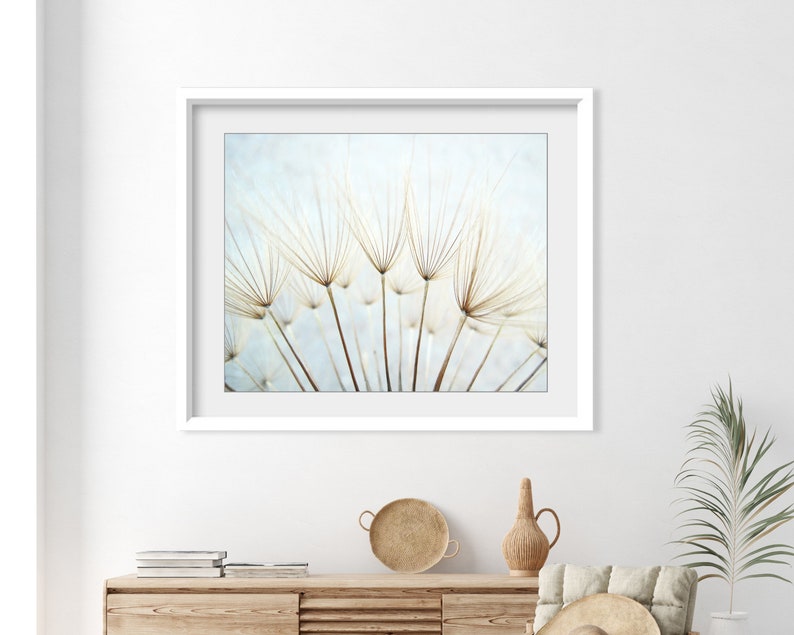 Dandelion Print Nature Photography, Pale Blue Botanical Art, Nature Print, Dandelion Wall Art, Ethereal Nature Wall Art, 8x10 11x14 Print image 5