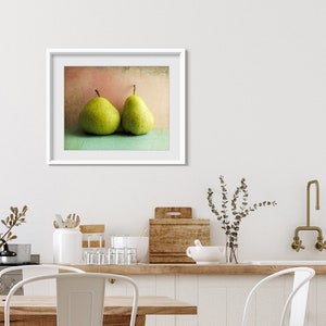 Pear Still Life Print Kitchen Wall Art, Food Photography, Pink Aqua, Mid Century, Retro Style Kitchen Decor, 8x10 11x14, Wall Art Print image 4