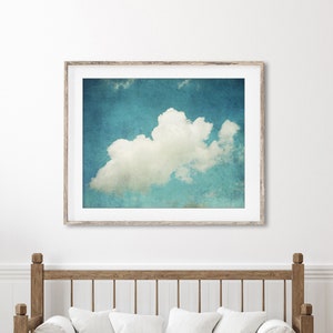 Cloud Photography, Blue Sky Wall Art, Cumulus Cloud Print, Nature Photography, 8x10 16x20, Blue Nursery Room Decor, Bedroom Wall Art image 2