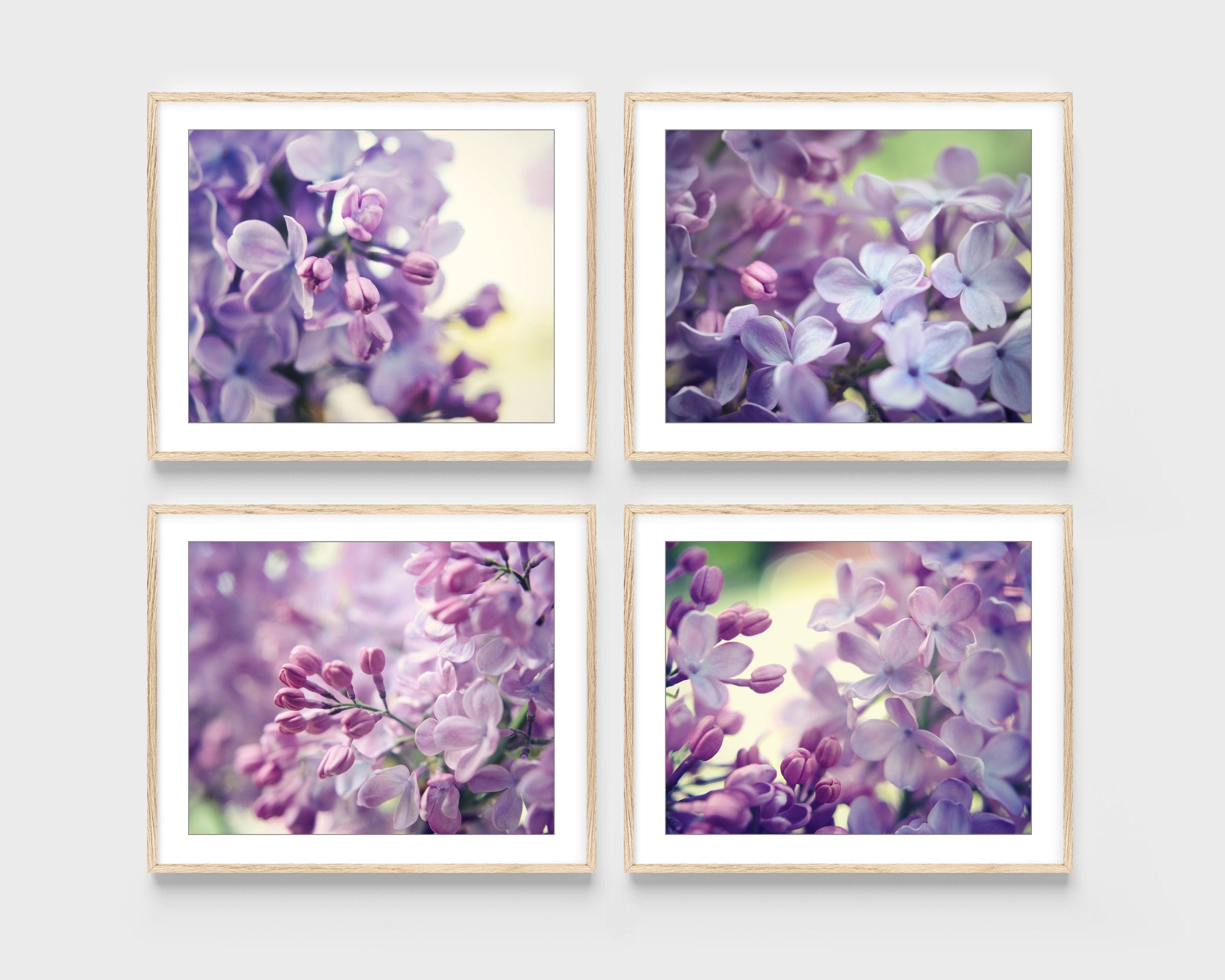 Lilac Flowers Prints Floral Wall Art Set of 4 Prints Flower | Etsy