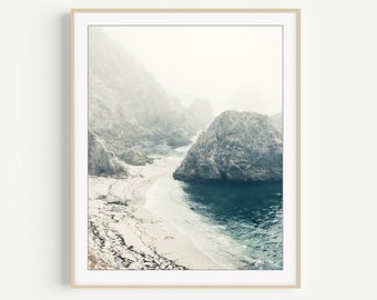 Ocean Photography - Coastal Wall Art, Rustic Beach Print, Teal Blue Gray, Seascape, Living Room Wall Art, 8x10 16x20 Print