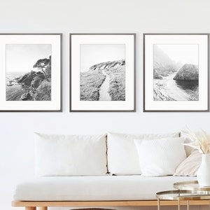 Coastal Photography Prints, Set of Three Prints, Northern California Landscapes, Black and White Photography, Seascape Ocean Prints