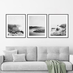 Coastal Print Set - Black and White Beach Photography, Set of 3 Prints, Gallery Wall, Coastal Wall Art, 8x10 11x14 16x20 Prints