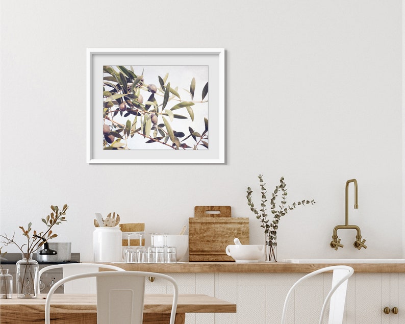 Olive Branch Botanical Print Nature Photography, Olive Leaves Wall Art, Farmhouse Kitchen Decor, Dining Room Art, Botanical Print image 5