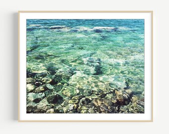 OCEAN Photography - Teal Blue Water Print, Greece Ocean Print, Water Photograph, 8x10 16x20 Print, Aqua Turquoise Wall Art