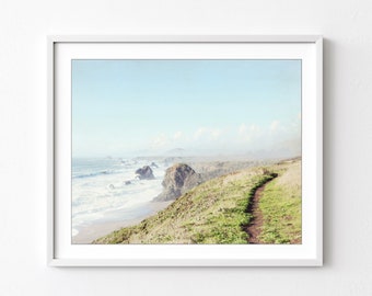 Coastal Landscape Photography - Northern California, Hiking Trail, Path, Seascape Print, Coastal Decor, Living Room Art, Nature Photography