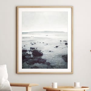 Beach Photography, Northern California, Ocean Print, Misty Seascape, Ocean Photograph, Gray Black, Beach Decor
