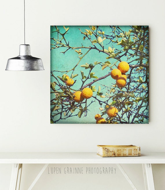 Items similar to Orange and teal wall art canvas gallery wrap