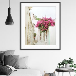 Greece Photography Bougainvillea Flowers, Architecture, Europe Street, Travel Photography, 8x10 16x20, Greece Wall Art image 4